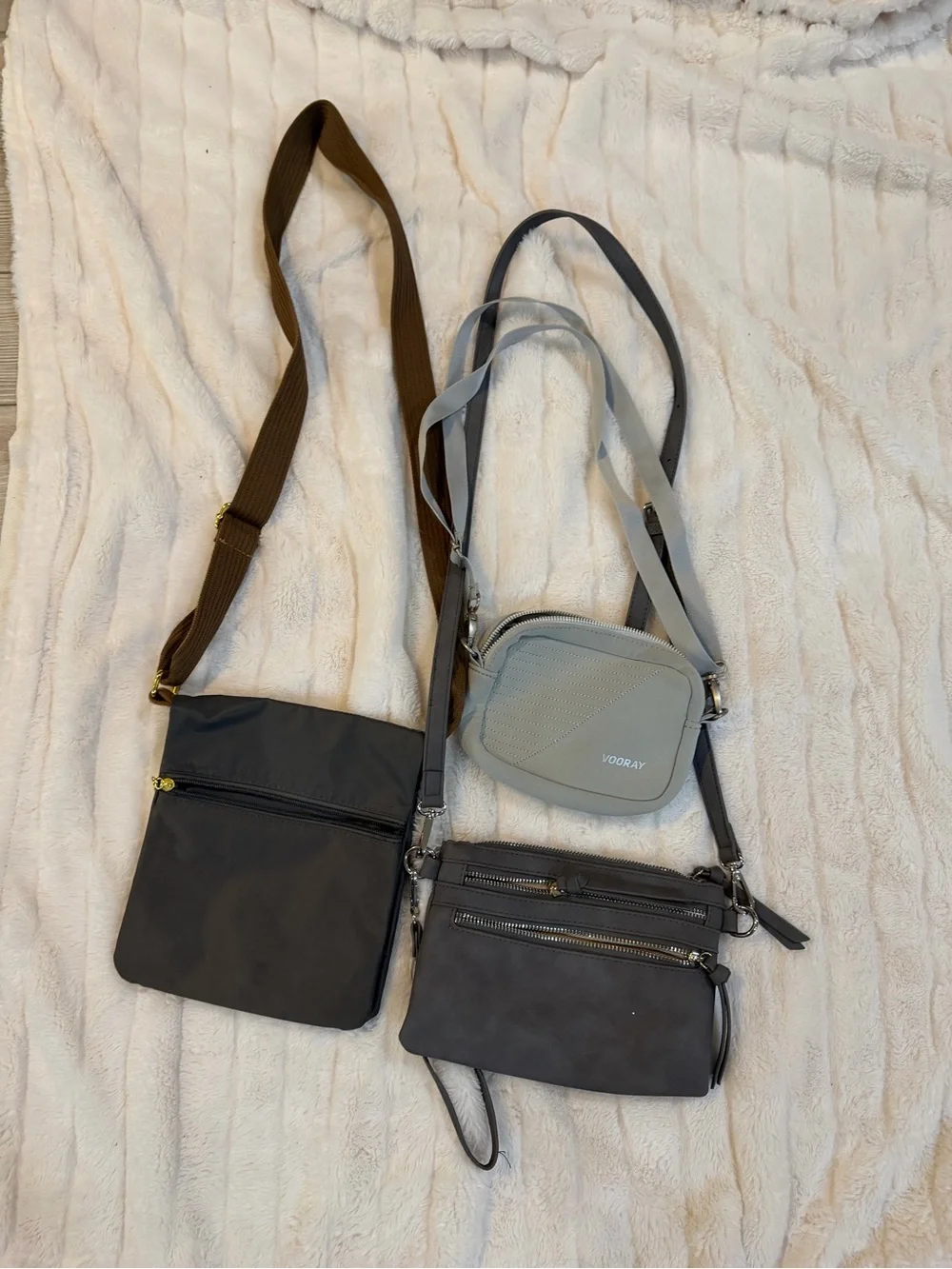 3 Crossbody Purse Bundle | Gray & Charcoal Everyday Bags |